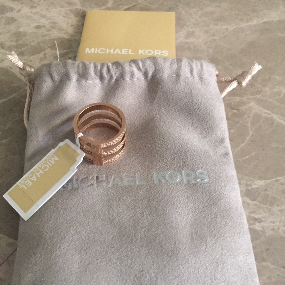 MK ROSE GOLD/CRYSTAL RING